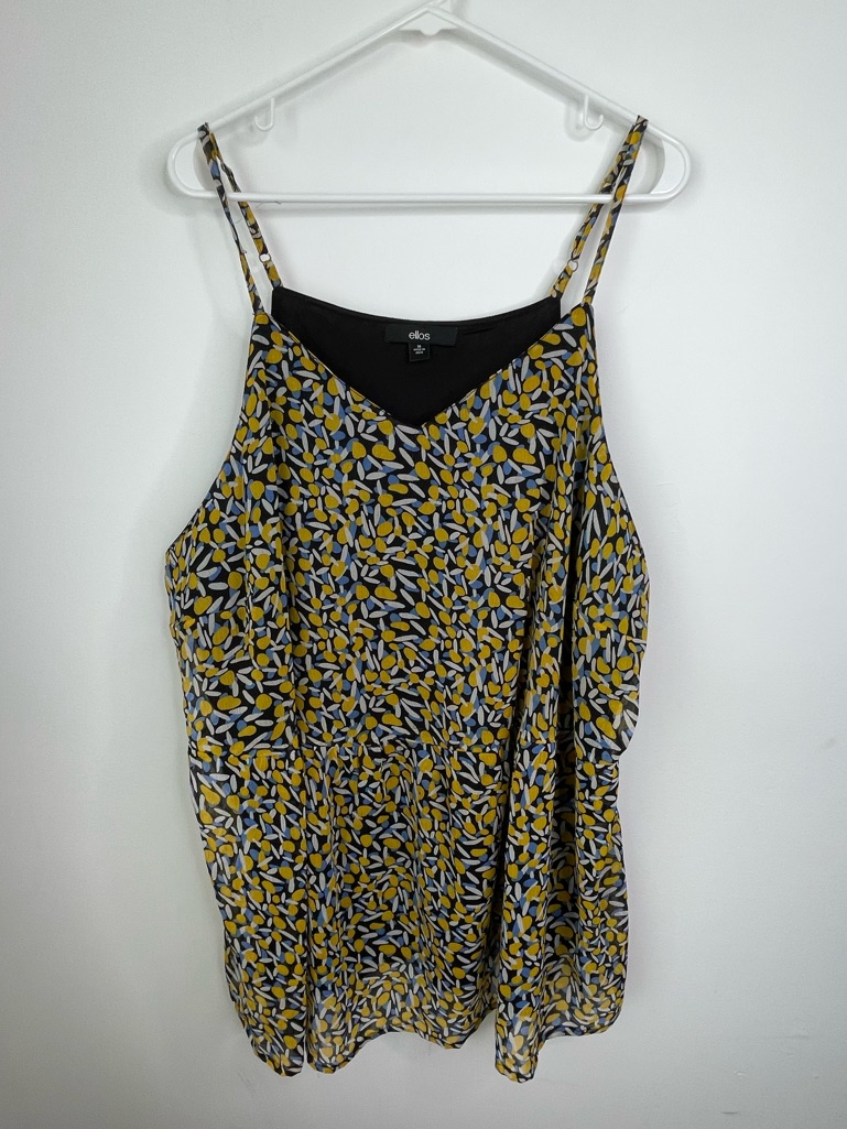 Ellos Yellow And Black Floral Spaghetti Strap Cami Size 26
